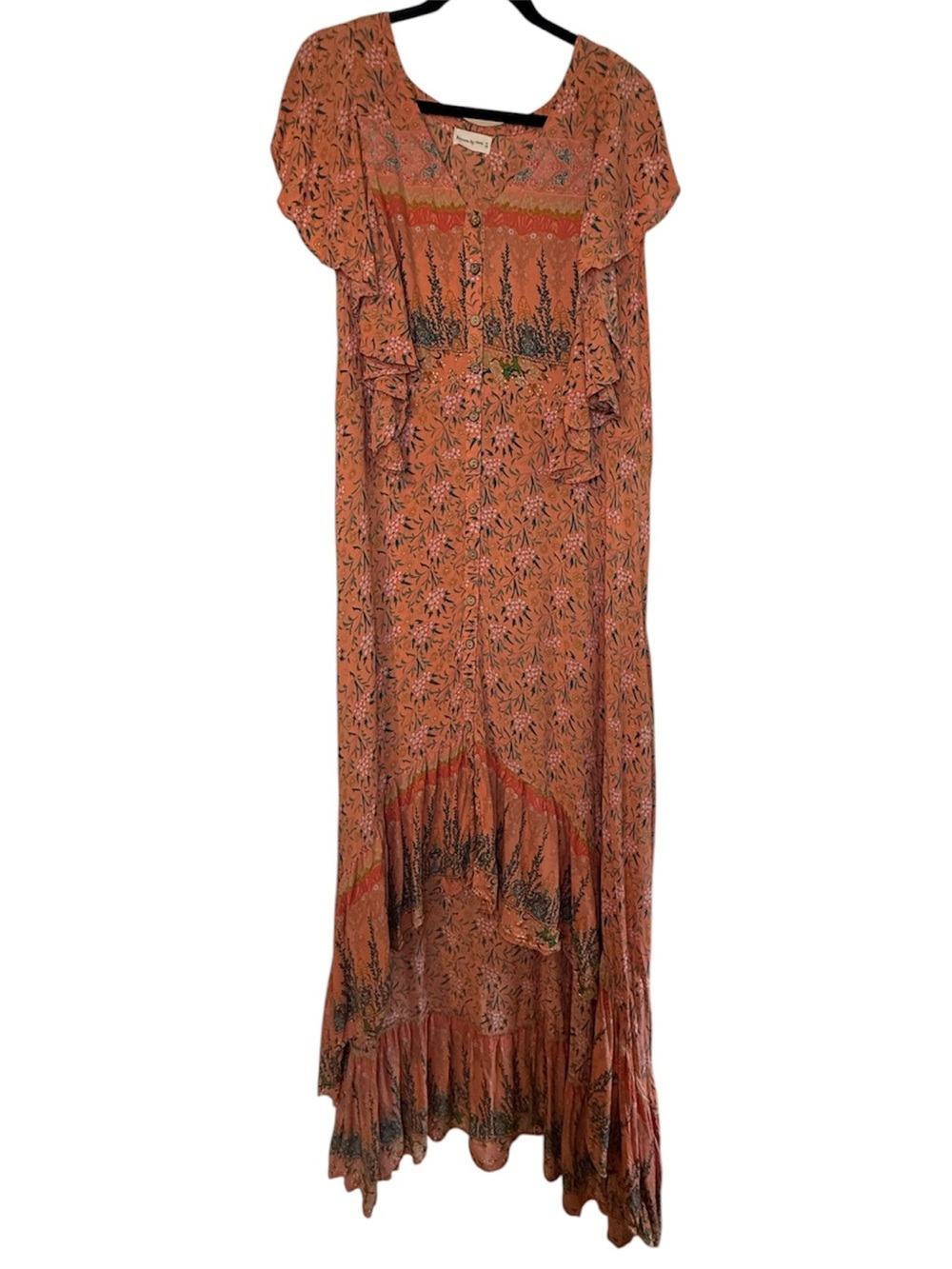 Boho Rust Floral High-Low Maxi Dress
